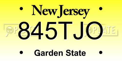 845TJO New Jersey License Plate