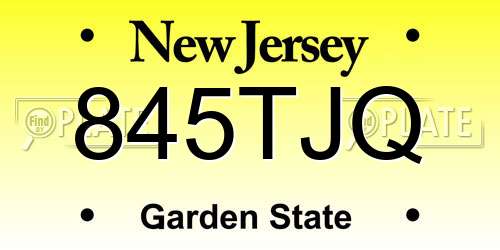 845TJQ New Jersey License Plate