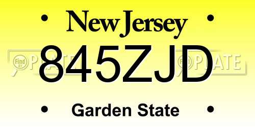 845ZJD New Jersey License Plate