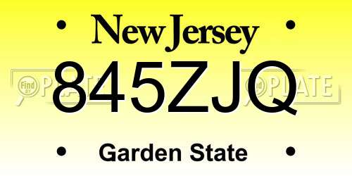 845ZJQ New Jersey License Plate