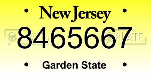 8465667 New Jersey License Plate