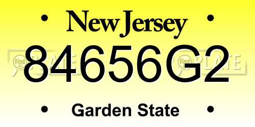 84656G2 New Jersey License Plate