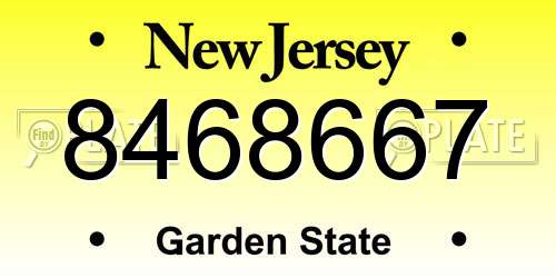 8468667 New Jersey License Plate