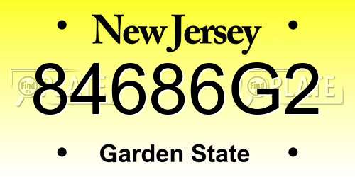 84686G2 New Jersey License Plate