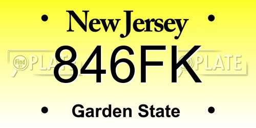 846FK New Jersey License Plate