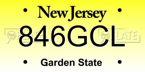 846GCL New Jersey License Plate