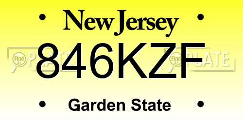 846KZF New Jersey License Plate
