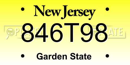 846T98 New Jersey License Plate