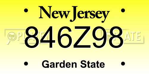 846Z98 New Jersey License Plate