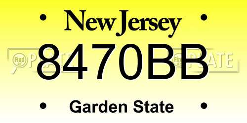 8470BB New Jersey License Plate