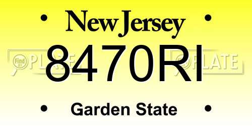 8470RI New Jersey License Plate