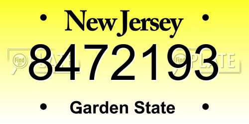 8472193 New Jersey License Plate