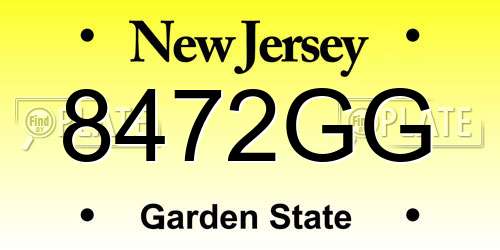 8472GG New Jersey License Plate