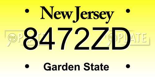 8472ZD New Jersey License Plate