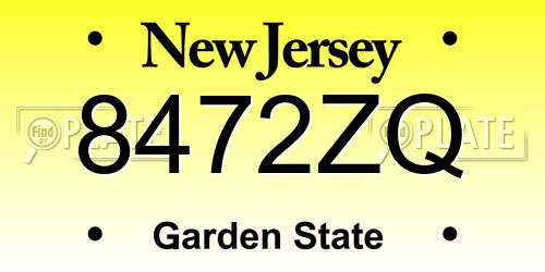 8472ZQ New Jersey License Plate