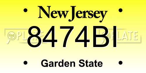 8474BI New Jersey License Plate