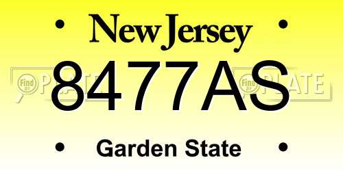 8477AS New Jersey License Plate