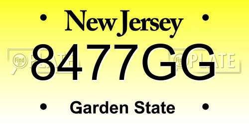 8477GG New Jersey License Plate