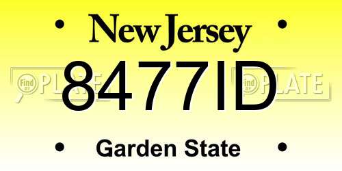 8477ID New Jersey License Plate