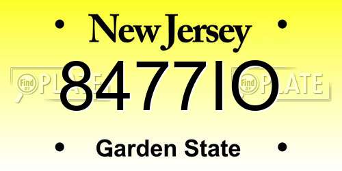 8477IO New Jersey License Plate