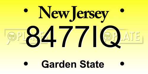 8477IQ New Jersey License Plate