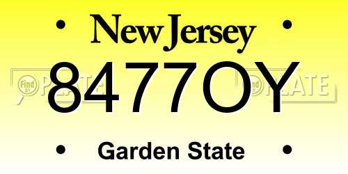 8477OY New Jersey License Plate