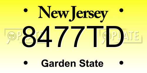 8477TD New Jersey License Plate