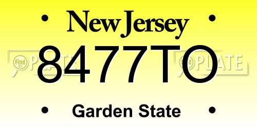 8477TO New Jersey License Plate