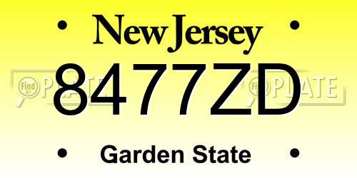 8477ZD New Jersey License Plate
