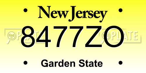 8477ZO New Jersey License Plate
