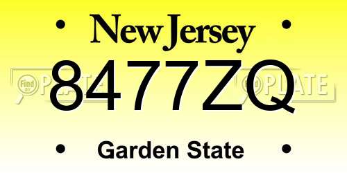 8477ZQ New Jersey License Plate