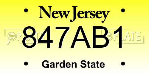 847AB1 New Jersey License Plate