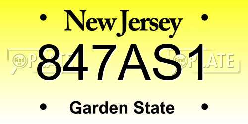 847AS1 New Jersey License Plate