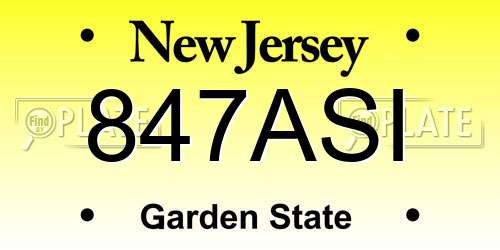 847ASI New Jersey License Plate