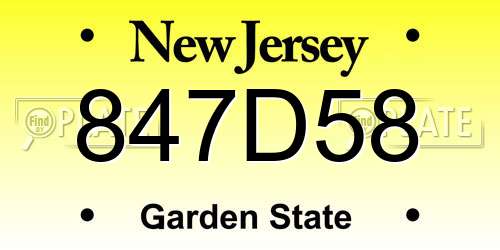 847D58 New Jersey License Plate