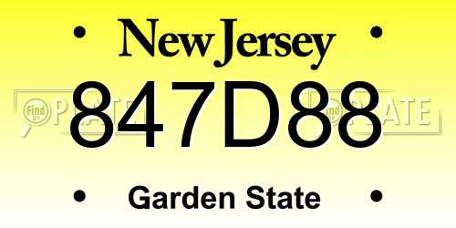 847D88 New Jersey License Plate