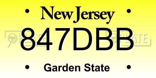847DBB New Jersey License Plate