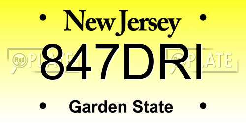 847DRI New Jersey License Plate