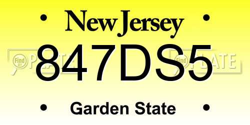 847DS5 New Jersey License Plate