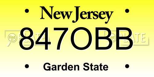 847OBB New Jersey License Plate