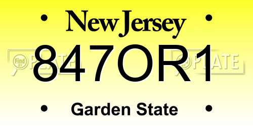 847OR1 New Jersey License Plate