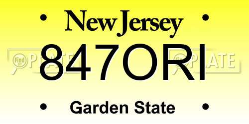 847ORI New Jersey License Plate
