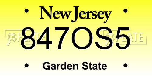 847OS5 New Jersey License Plate
