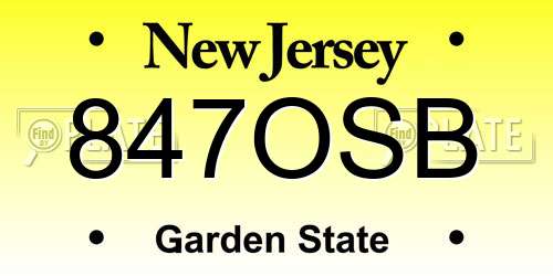 847OSB New Jersey License Plate