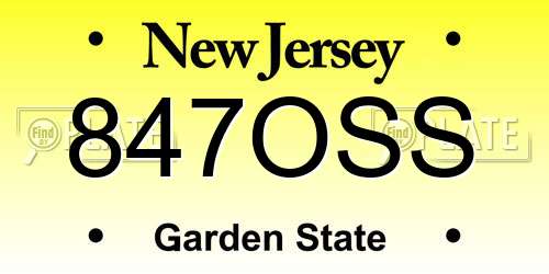 847OSS New Jersey License Plate