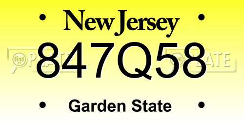847Q58 New Jersey License Plate