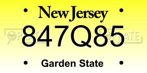847Q85 New Jersey License Plate