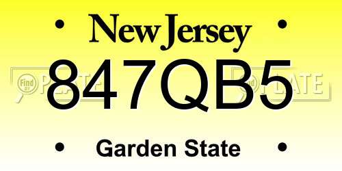 847QB5 New Jersey License Plate
