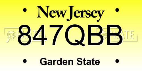 847QBB New Jersey License Plate