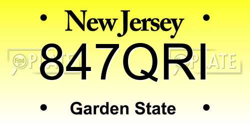 847QRI New Jersey License Plate